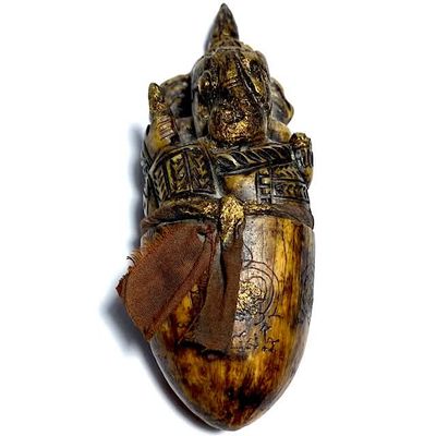 Nga Chang Gae Pra Pikanes Carved Tusk with Ganesha God & Certificate of Authenticity LP Derm Wat Nong Po Nga Chang Gae Pra Pikanes Carved Tusk with Ganesha God & Certificate of Authenticity LP Derm Wat Nong Po
