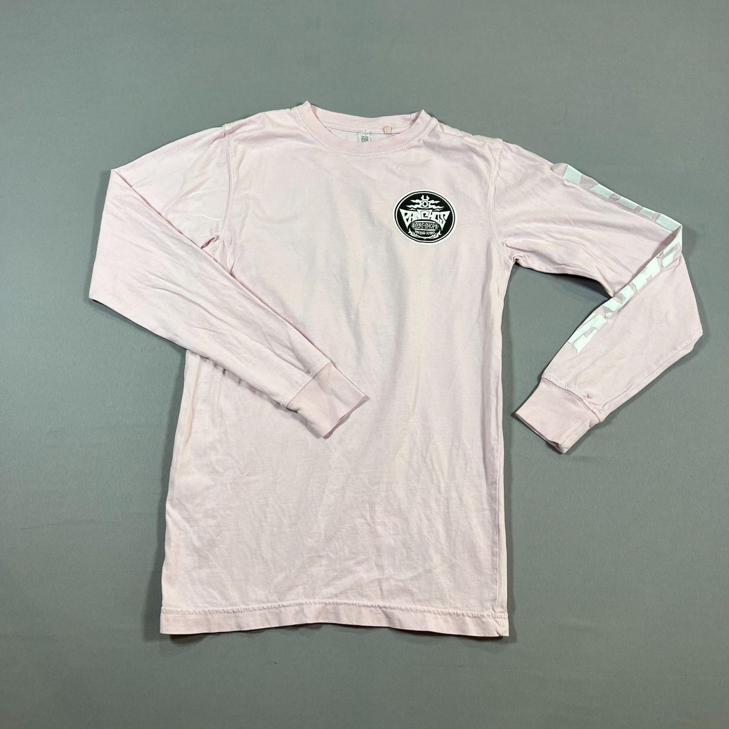 Cotton Heritage T Shirt Womens XS Light Pink Panchos Surf Shop Graphic Crew Neck