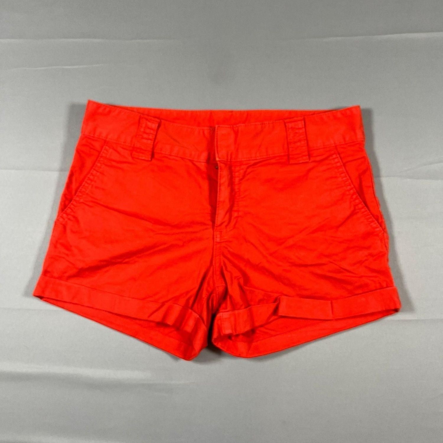 Tory Burch Cuffed Shorts Womens 27 Orange Cotton Stretch Zip Fly Casual Wear