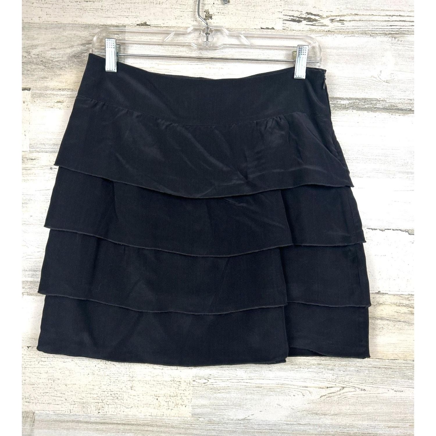 Rory Beca Womens 8 Black Silk Ruffle Mini Skirt Lightweight Trendy Luxe Party - pre-owned---excellent - Rory Beca