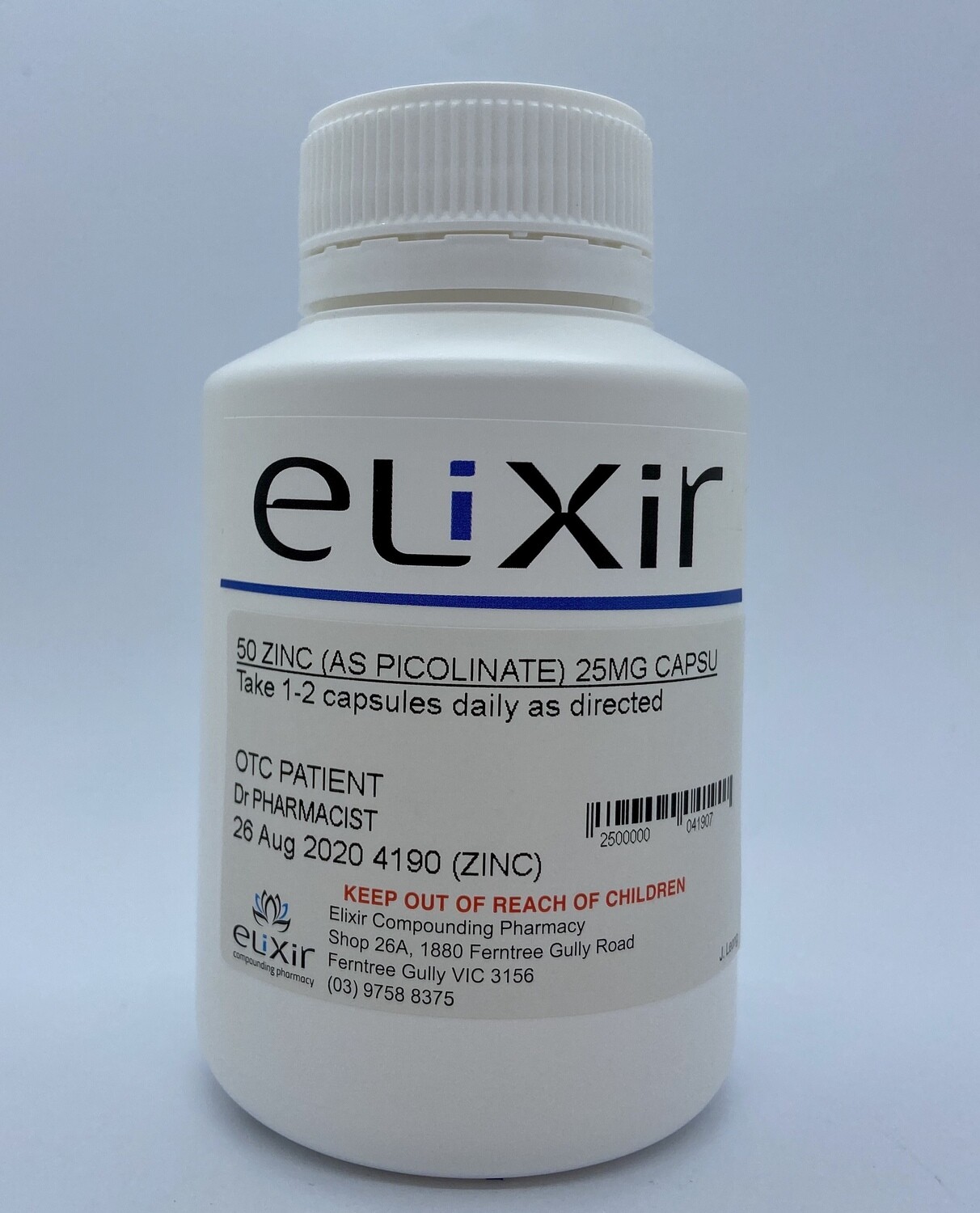 Zinc as Picolinate 25mg - 50 Capsules Zinc as Picolinate 25mg - 50 Capsules