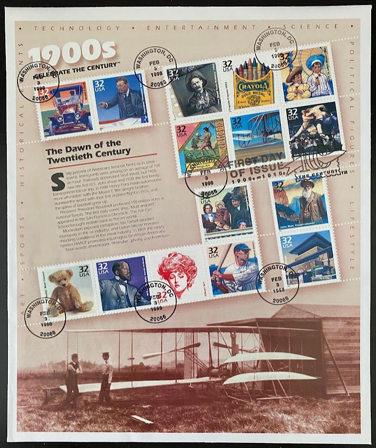 US Stamps Celebrate the Century 1900s-1990s Lot of 51 Souvenir Sheets