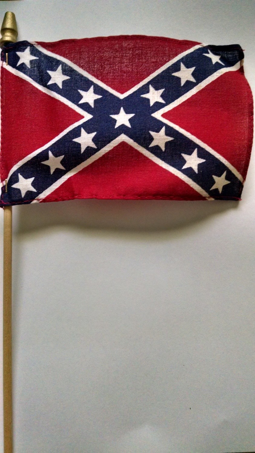 4&quot;x6&quot; cottonConfederate Battle Flag on wood staff w/spear