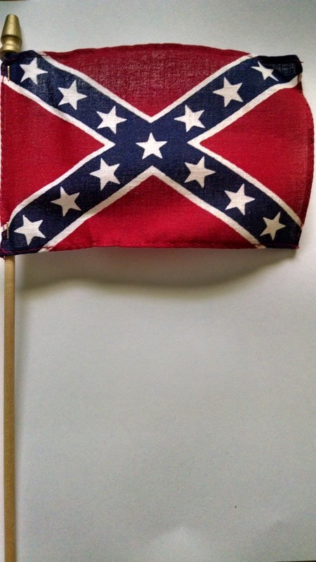 4&quot;x6&quot; cottonConfederate Battle Flag on wood staff w/spear