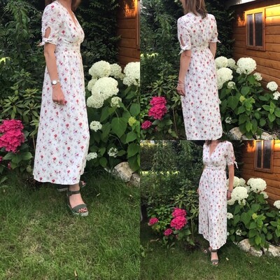 Robe longue fleurie manches courtes Frnch Robe longue fleurie manches courtes Frnch