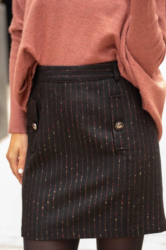Jupe laine courte rayures lurex Jupe laine courte rayures lurex