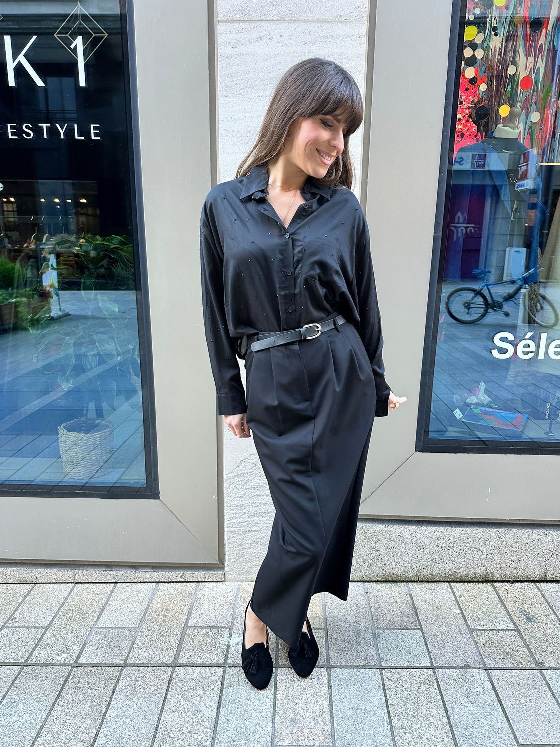 Jupe droite longue noire