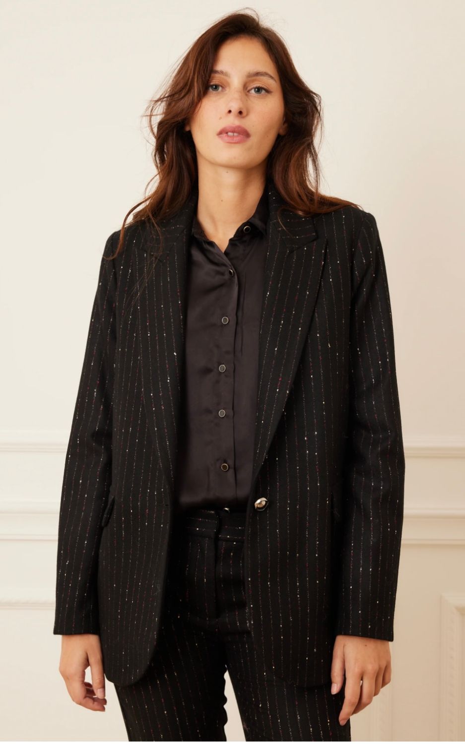 Veste blazer fines rayures lurex