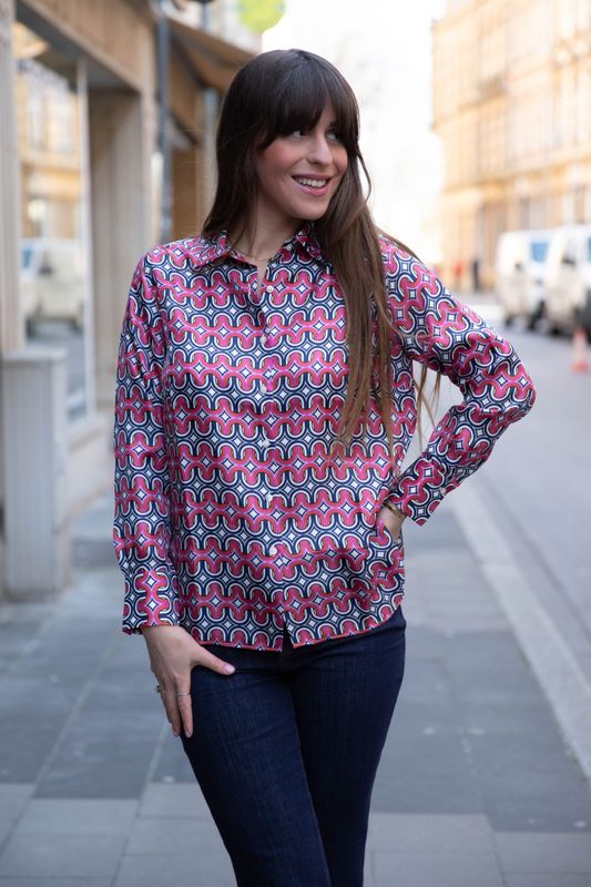 Chemise en soie imprimée