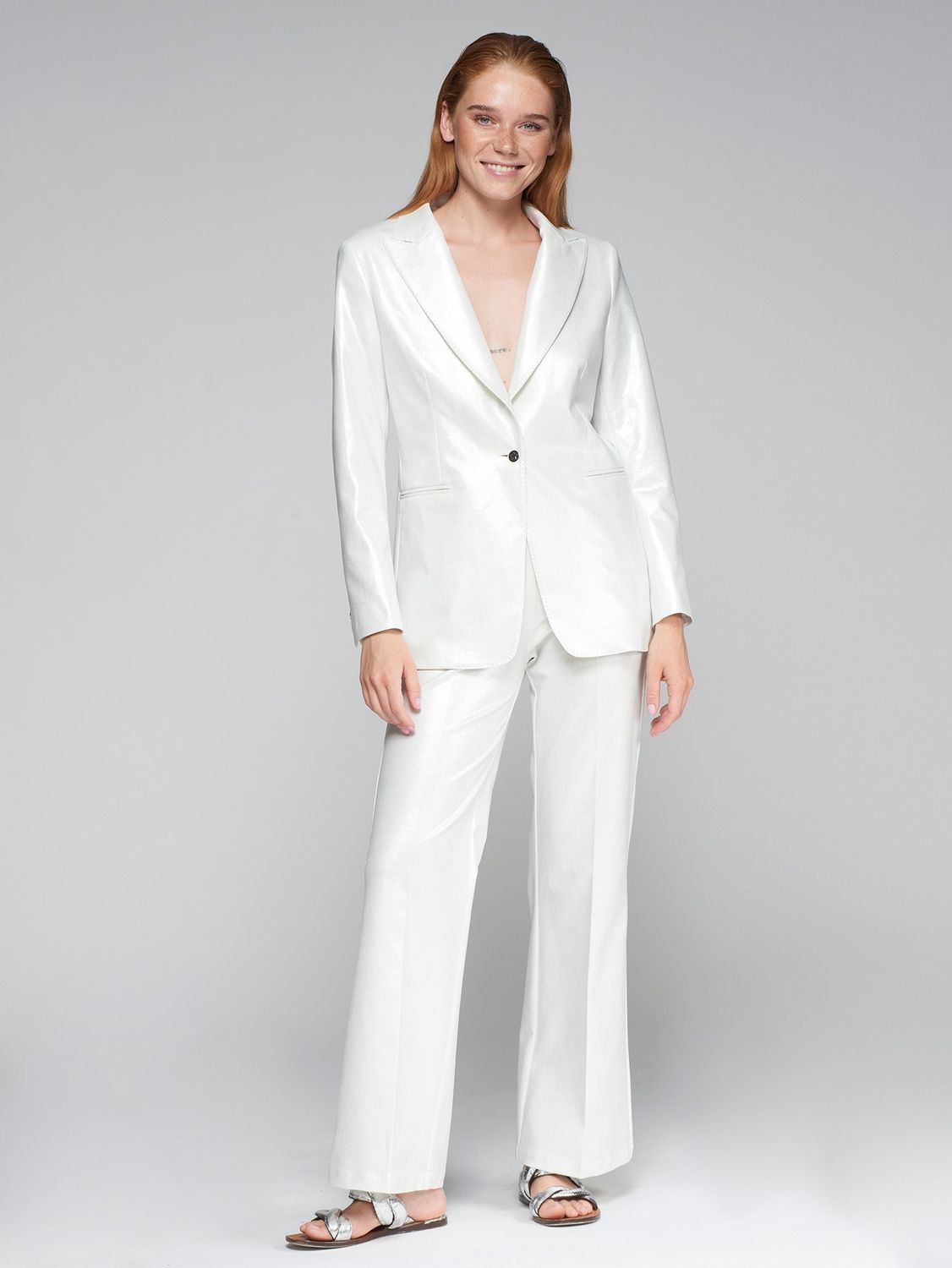 Pantalon blanc métallisé