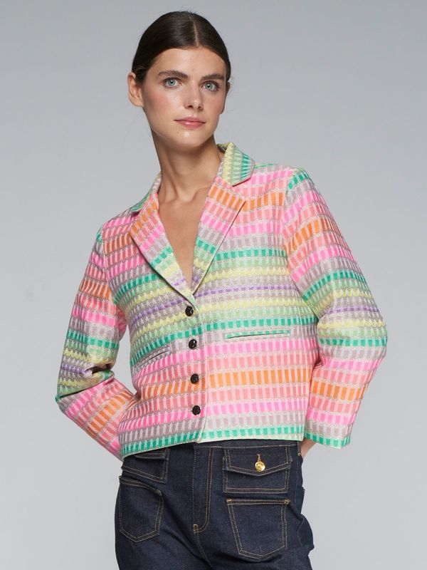 Veste courte à carreaux multicolores