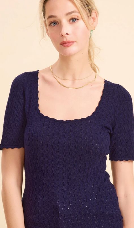 Top en maille manches courtes