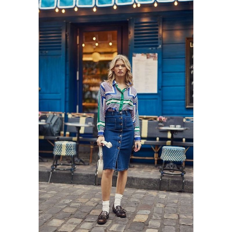 Jupe denim mi-longue