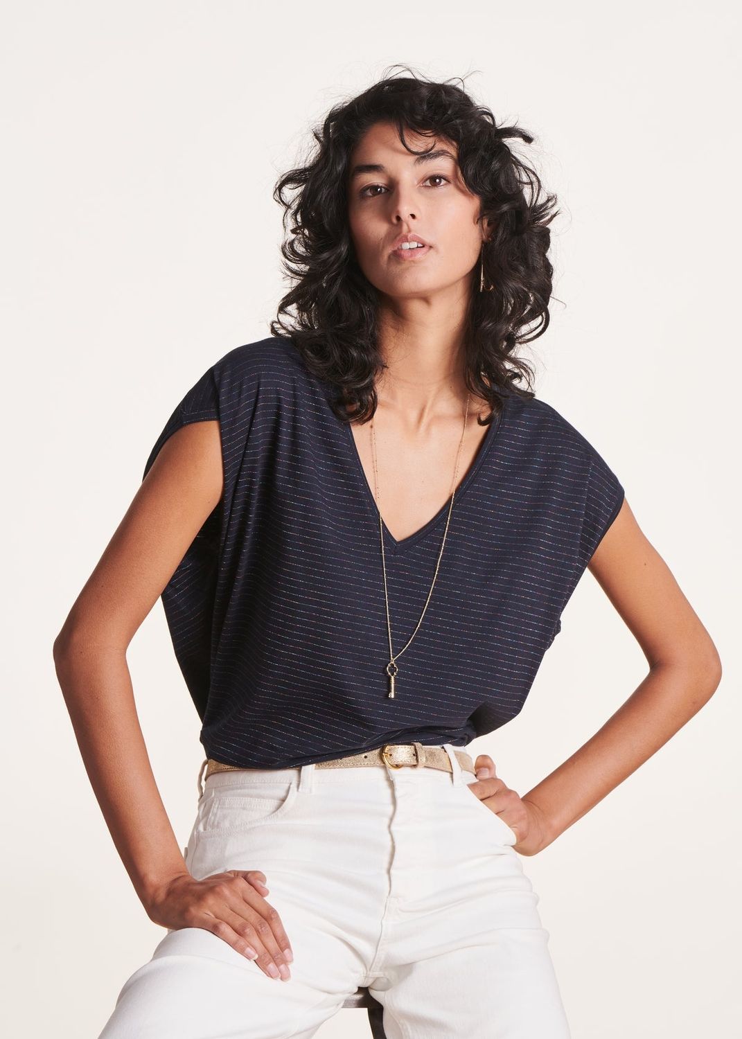 T-shirt rayures Lurex