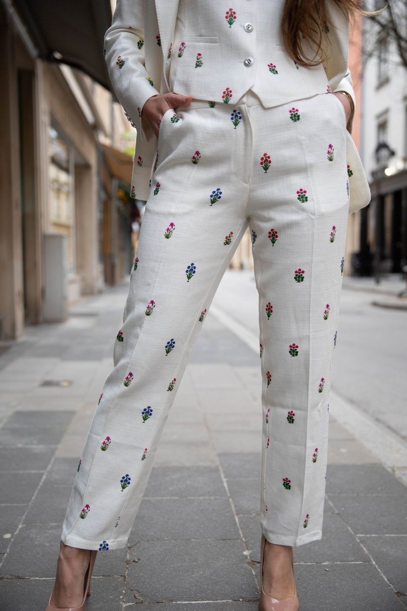 Pantalon coupe droite en lin