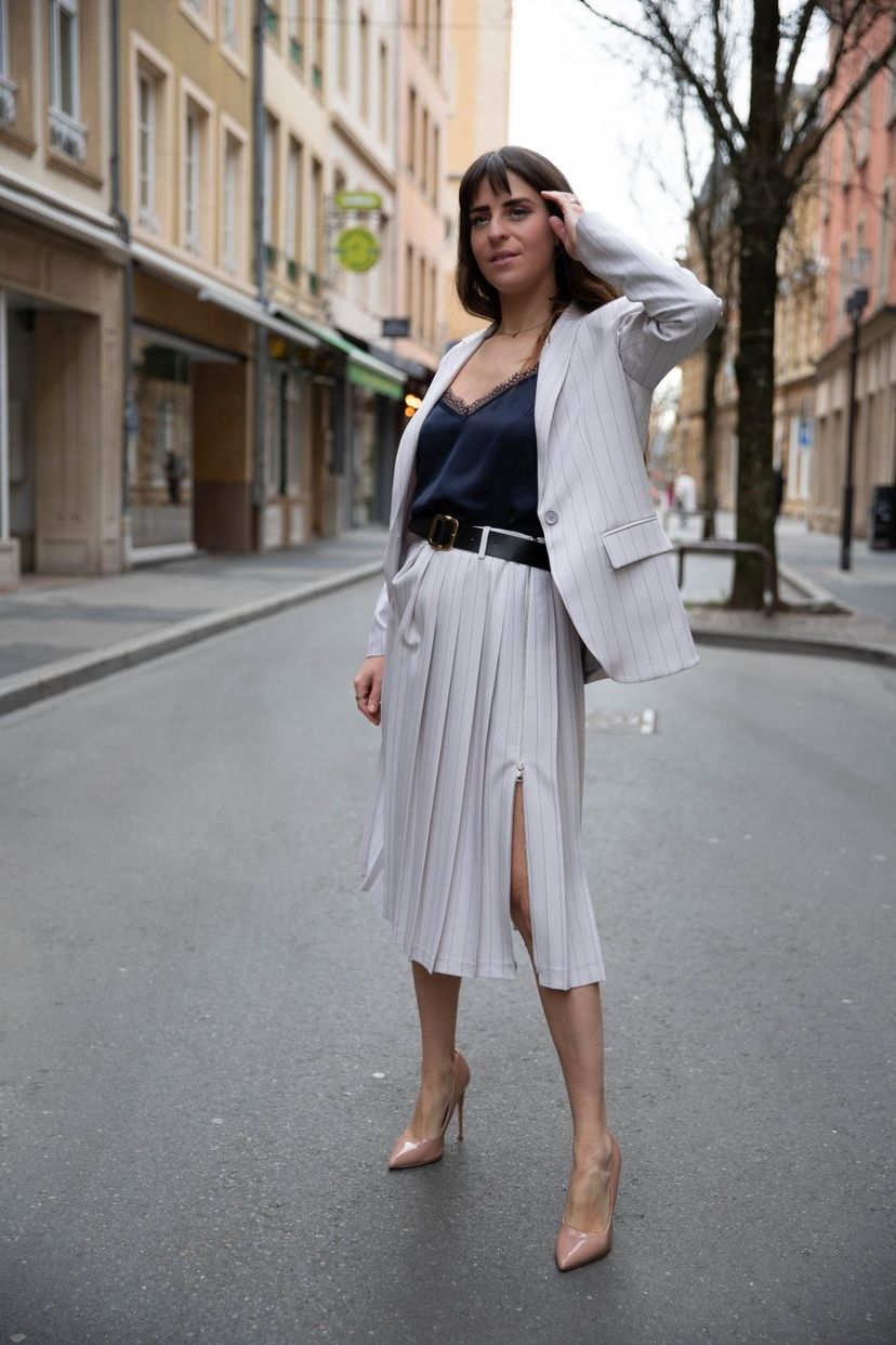 Jupe plissée mi-longue