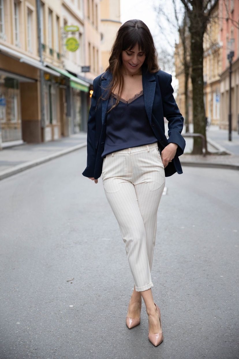 Pantalon droit rayé