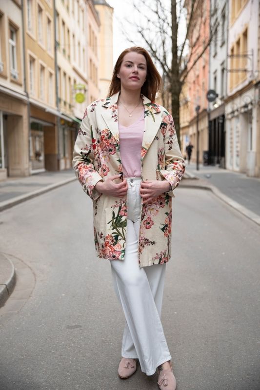 Veste longue imprimé fleuri