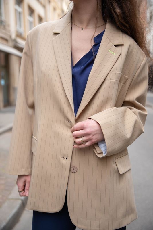 Veste de blazer rayée à boutons