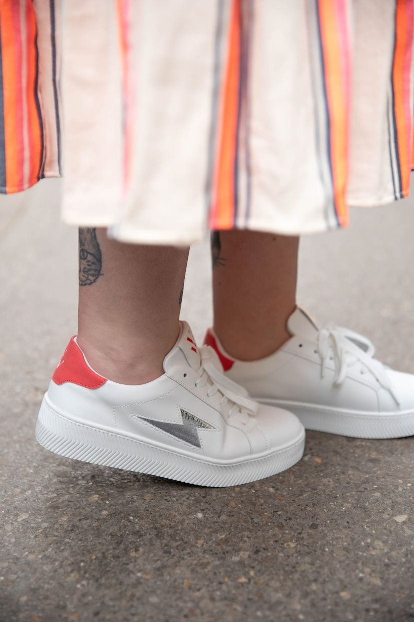 Basket bicolore corail/argent