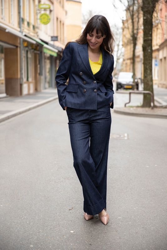 Veste de blazer denim brut