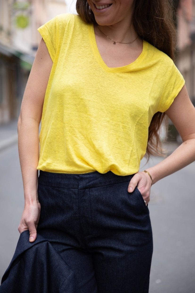 T-shirt en lin manches courtes 