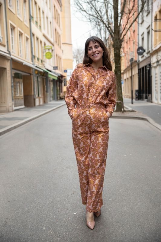 Pantalon coupe large tissu imprimé Pantalon coupe large tissu imprimé