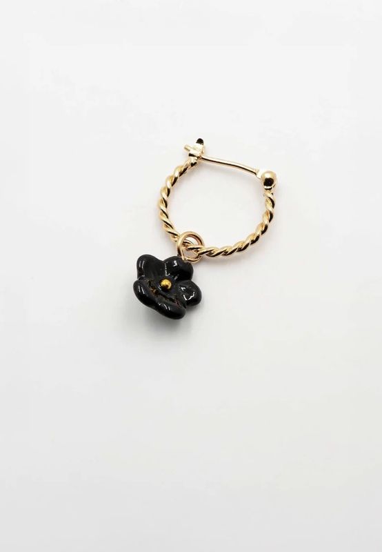 Mini creole single fleur noire