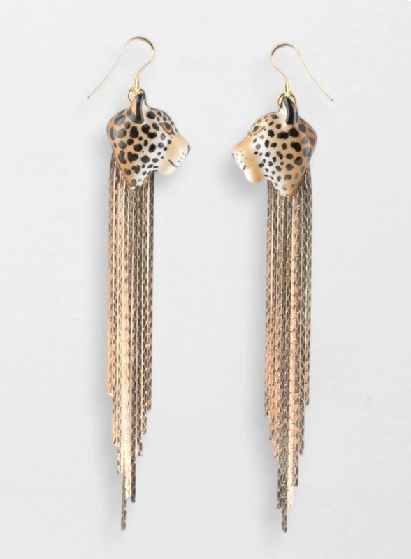 Boucles d’oreilles leopard franges