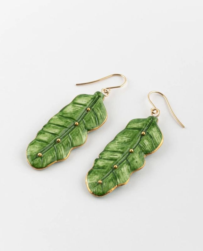 Boucles d’oreilles feuille de bananier