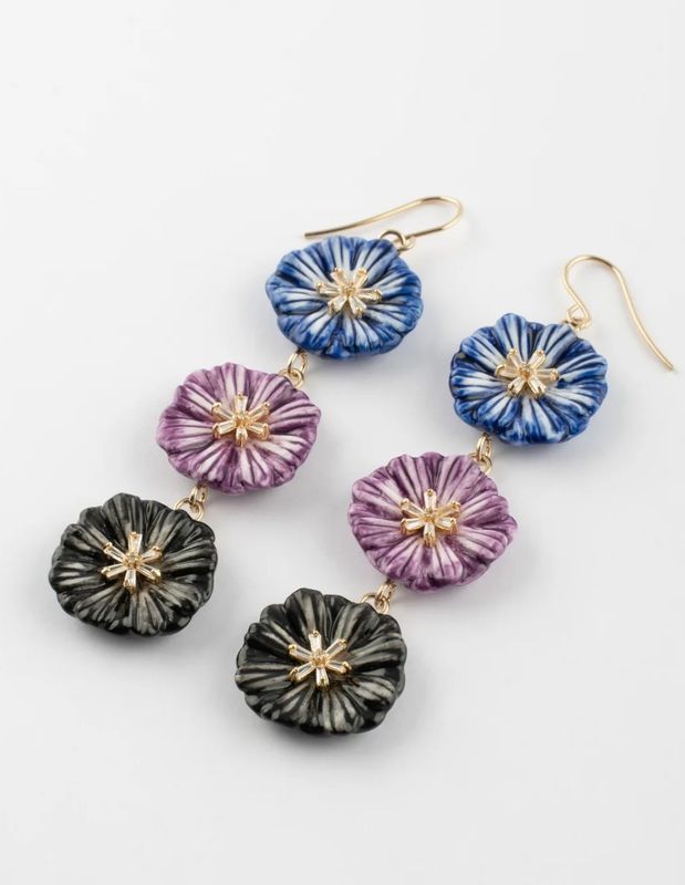 Boucles d’oreilles pendantes 3 fleurs