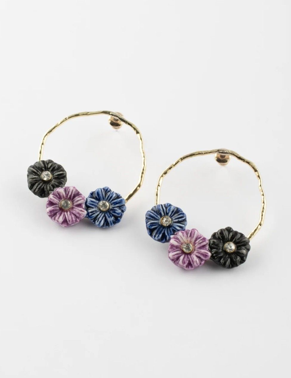 Boucles d’oreilles creoles 3 fleurs