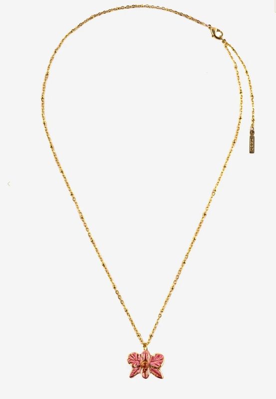Collier orchidée rose