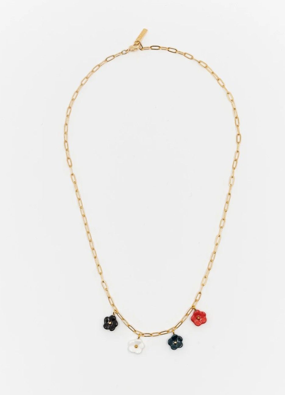 Collier porcelaine fleurs de couleur
