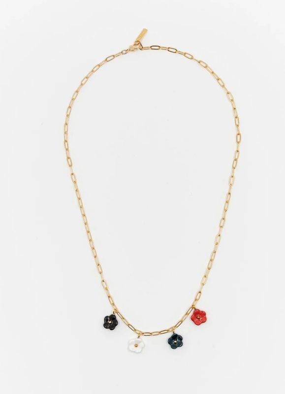 Collier porcelaine fleurs de couleur