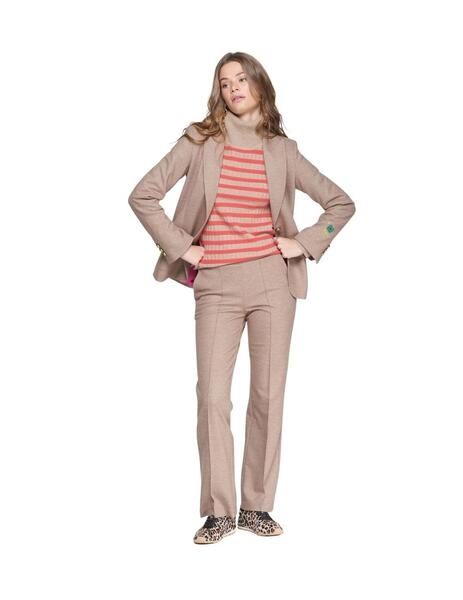 Pantalon beige en maille diagonale structurée 
