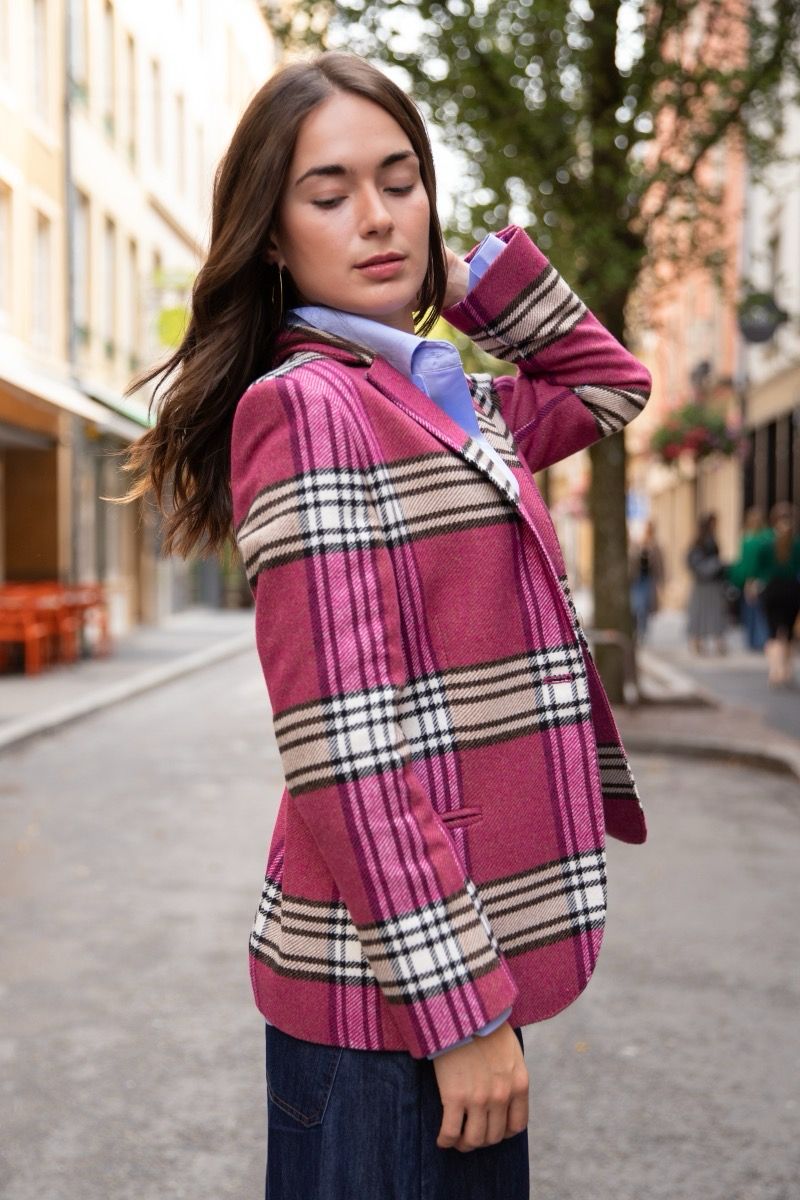 Veste tweed à carreaux