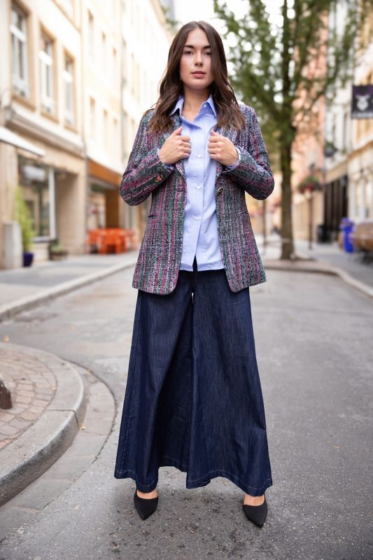 Veste en tweed irisé multicolore