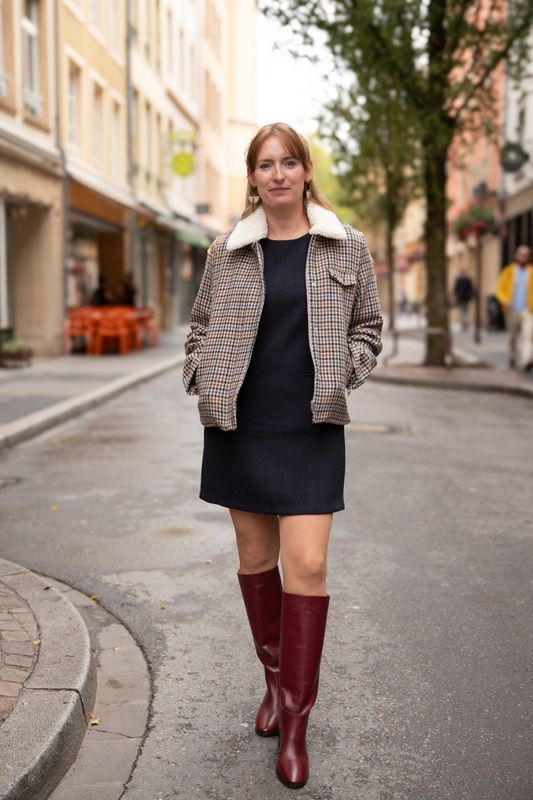 Veste courte pied-de-poule