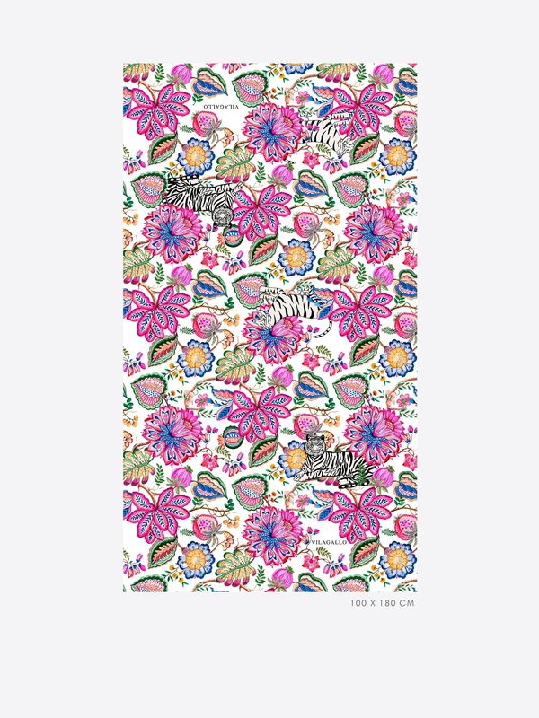 Foulard à motifs animaux et végétaux