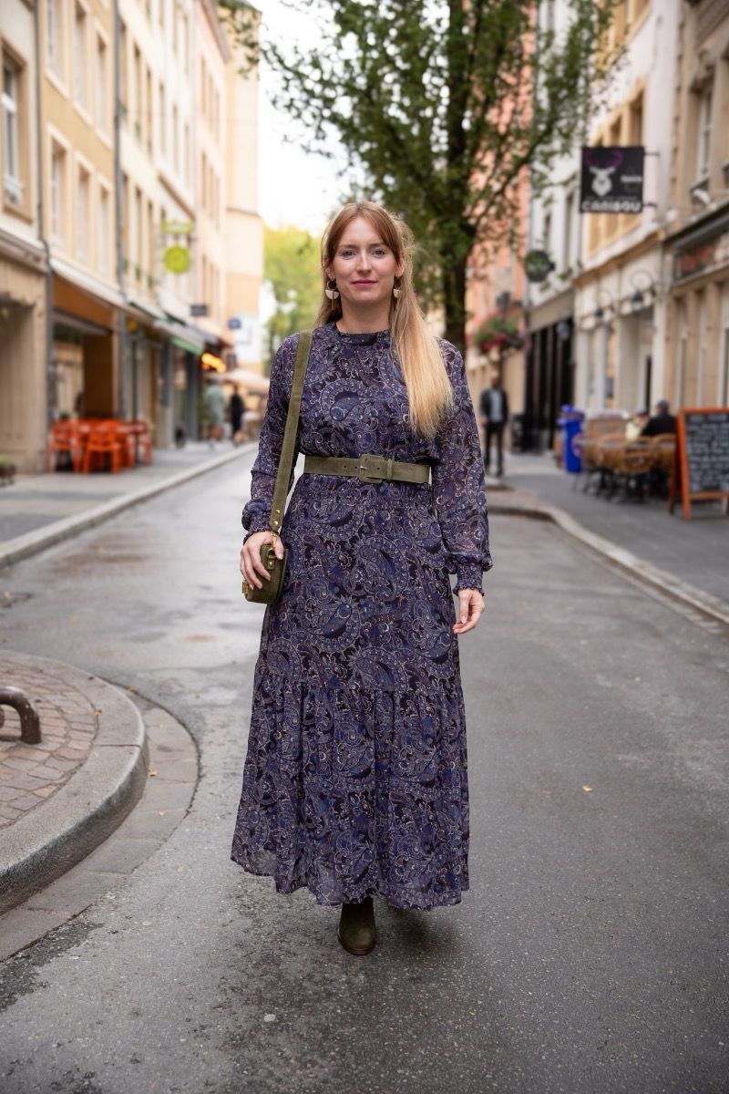 Robe longue fluide imprimé cashmere