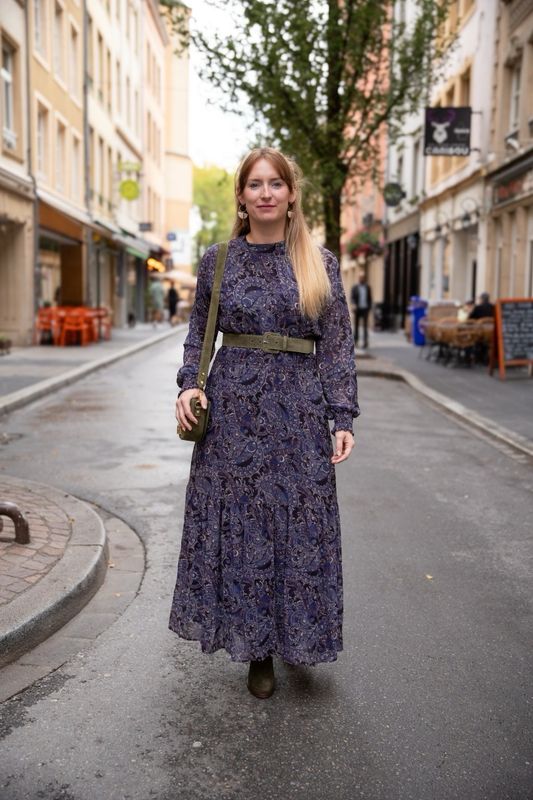 Robe longue fluide imprimé cashmere