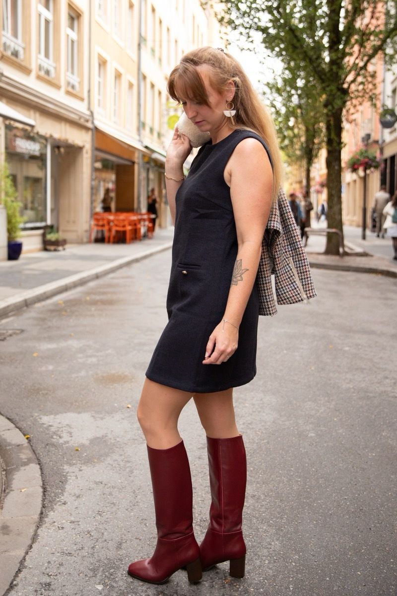 Robe sans manches courte tweed