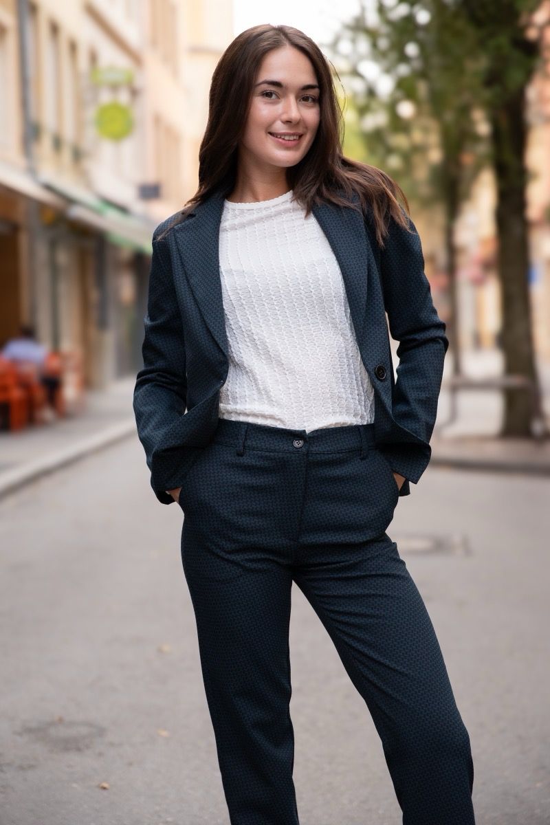 Pantalon droit motifs géométriques