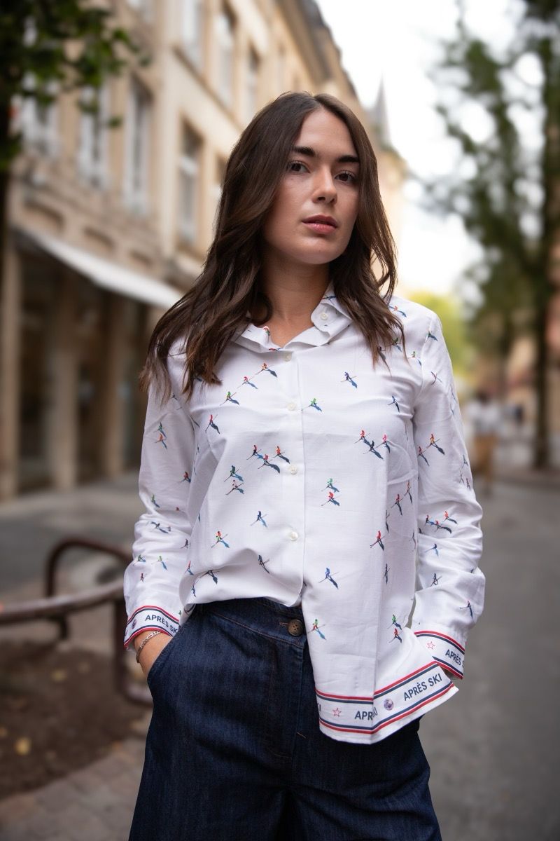 Chemise imprimée skieurs