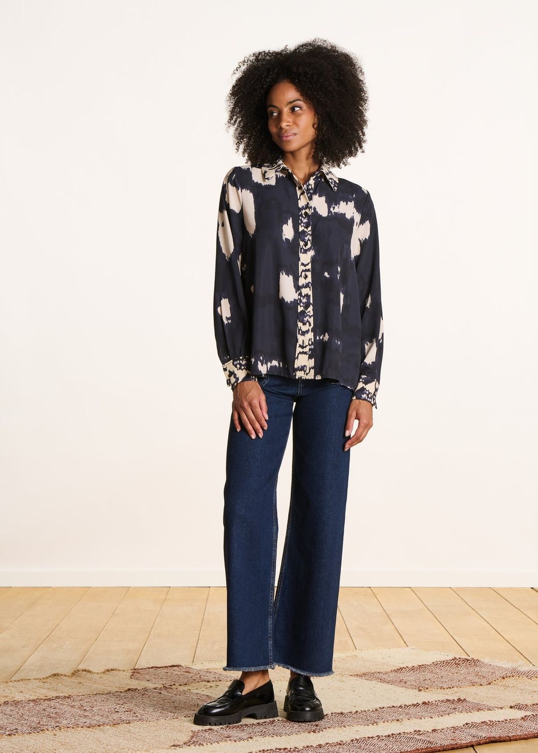 Chemise imprimé ethnique dos plissé