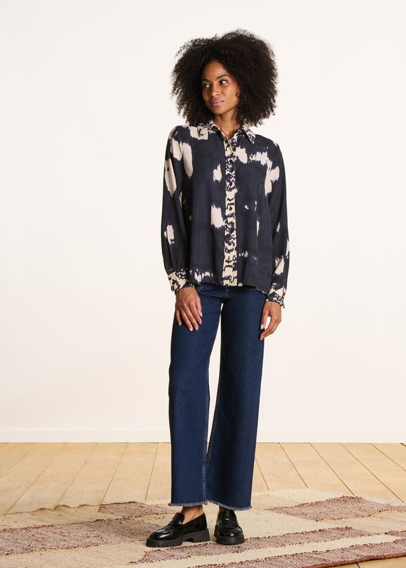 Chemise imprimé ethnique dos plissé