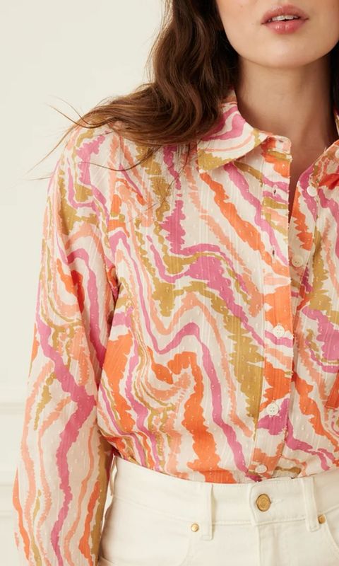 Chemise plumetis coton imprimé