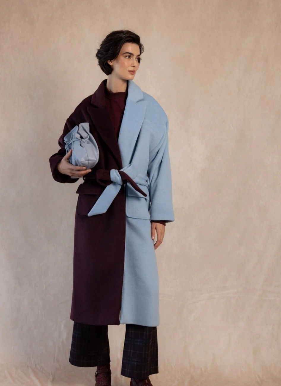 Manteau long bicolore