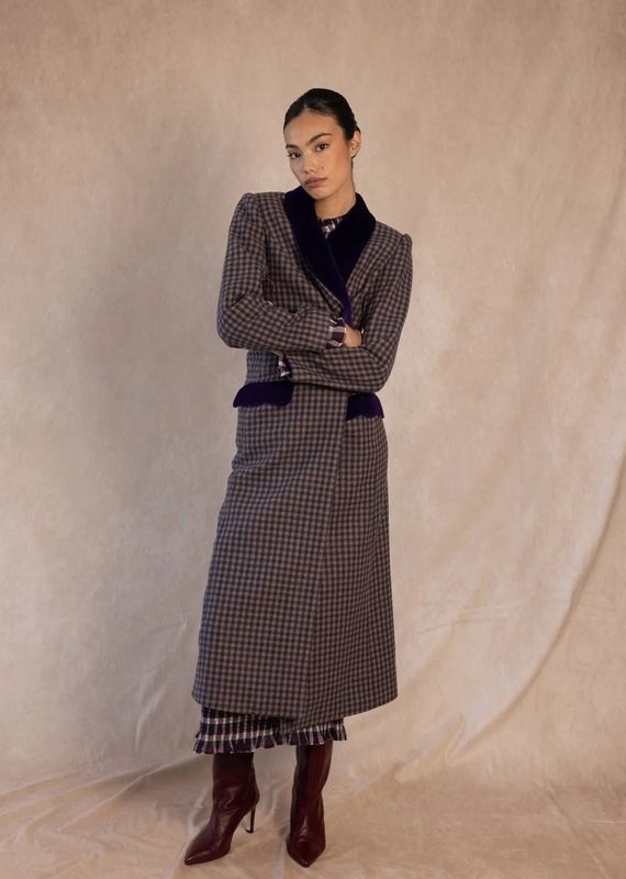 Manteau long à carreaux